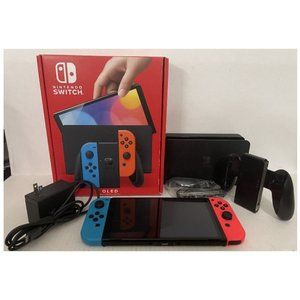 Nintendo Switch OLED 64GB Neon Red & Blue Joy-Con with 128 GB PNY Elite SD Card